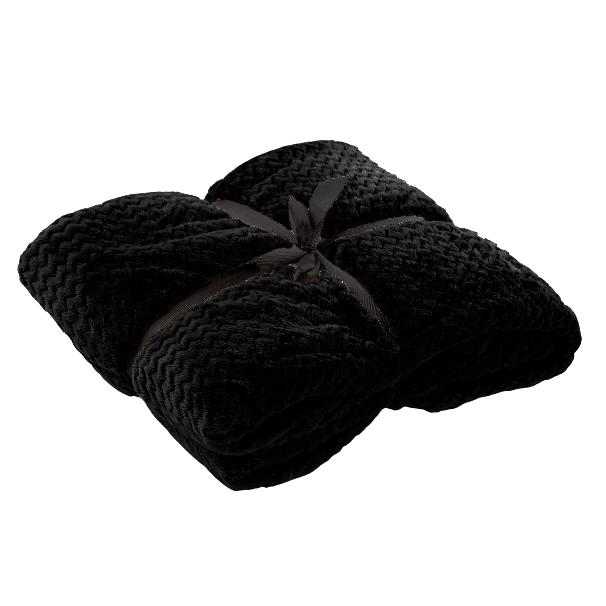 MARA - plaid 150x200 cm - superzachte deken - zigzagpatroon - Raven -