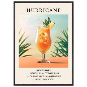 Artfulprints Poster met Lijst Hurricane cocktail – Ingrediënten – 70×1 Artfulprints Poster met Lijst Hurricane cocktail – Ingrediënten – 70×1
