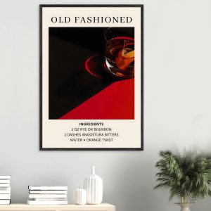 Artfulprints Poster Old Fashioned cocktail – Ingrediënten – 70×100 cm