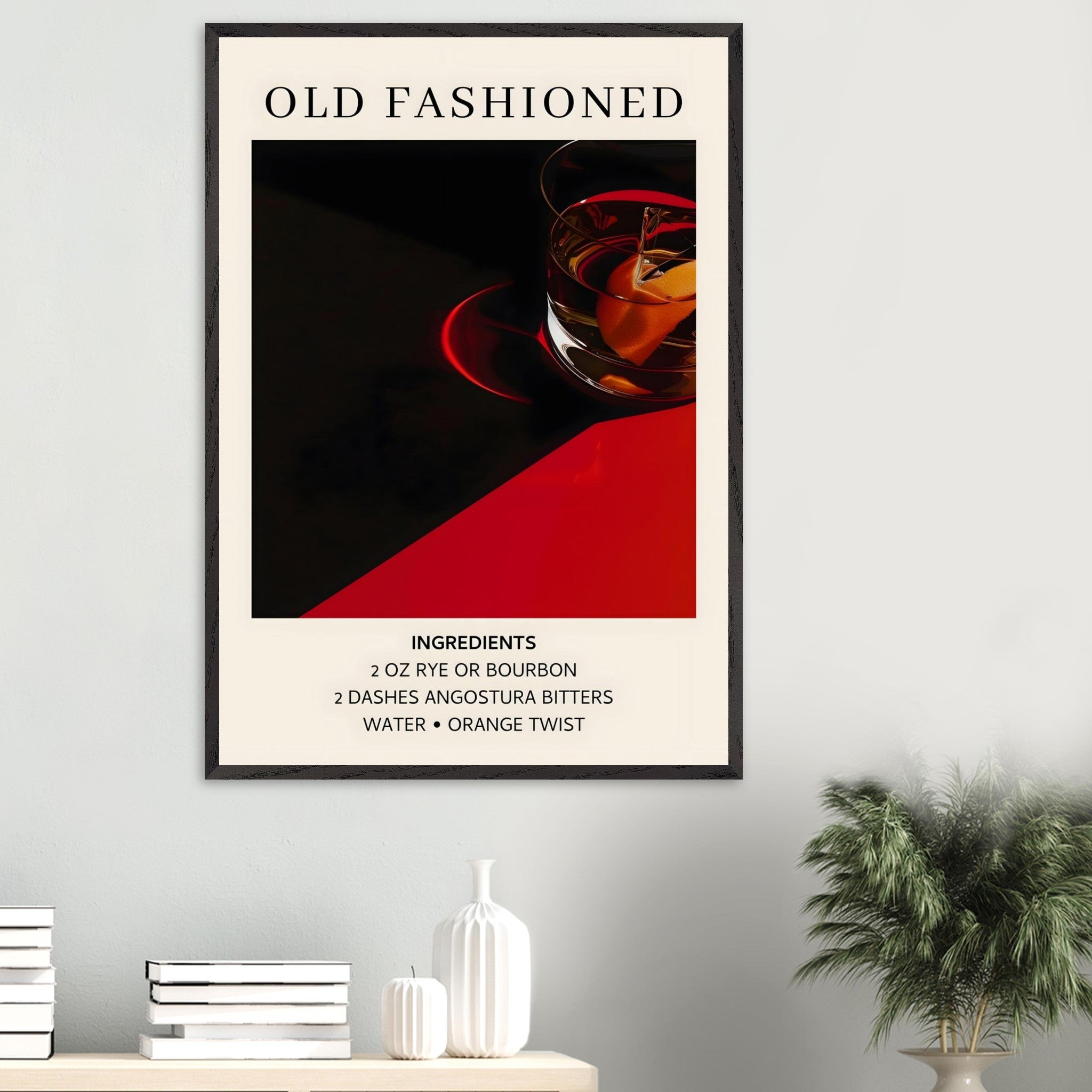 Artfulprints Poster Old Fashioned cocktail - Ingrediënten - 70x100 cm