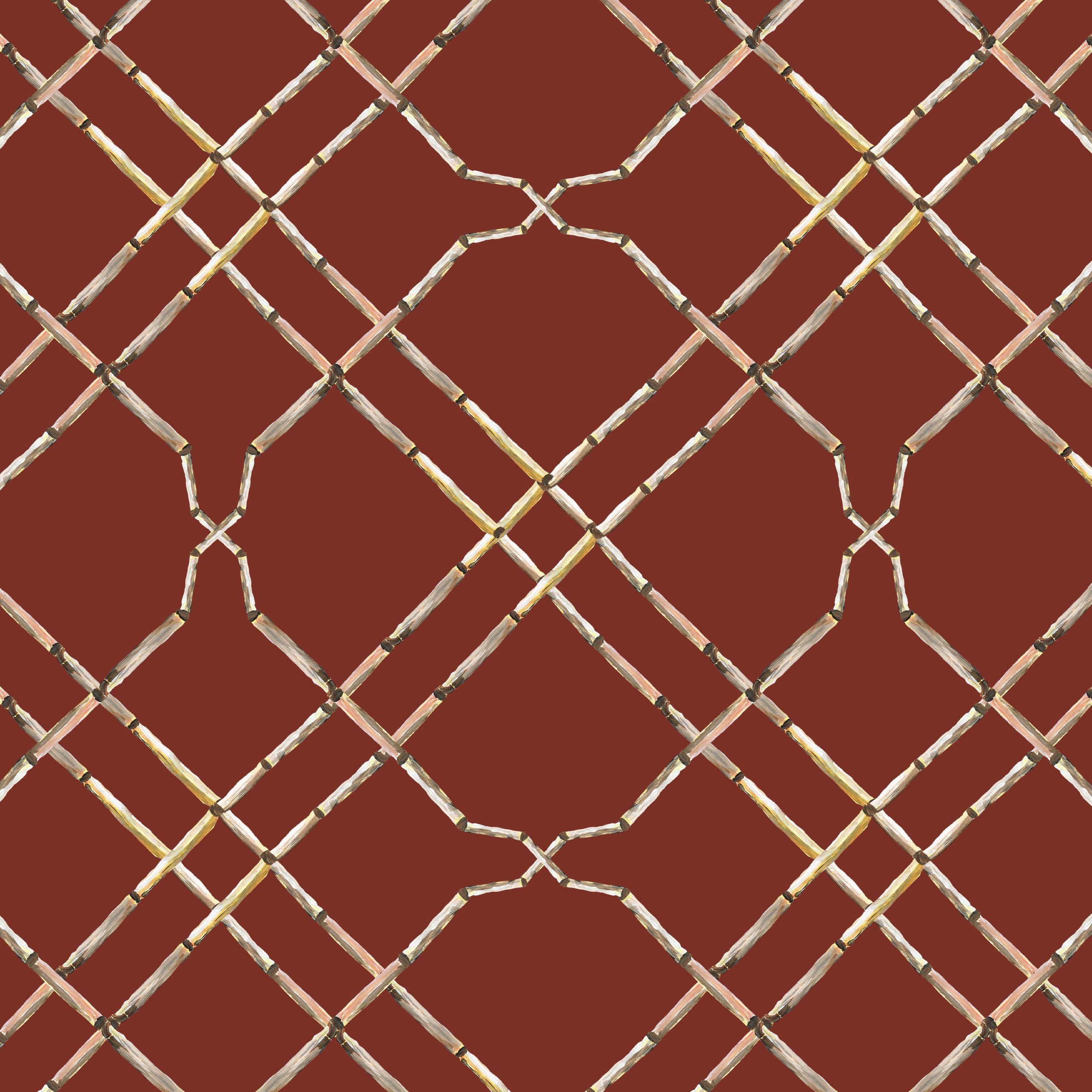 Catchii Behang Bamboo Trellis old red