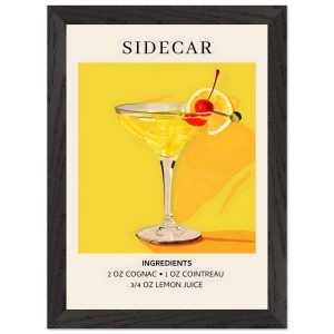 Artfulprints Poster met Lijst Sidecar cocktail II – Ingrediënten – A4 Artfulprints Poster met Lijst Sidecar cocktail II – Ingrediënten – A4