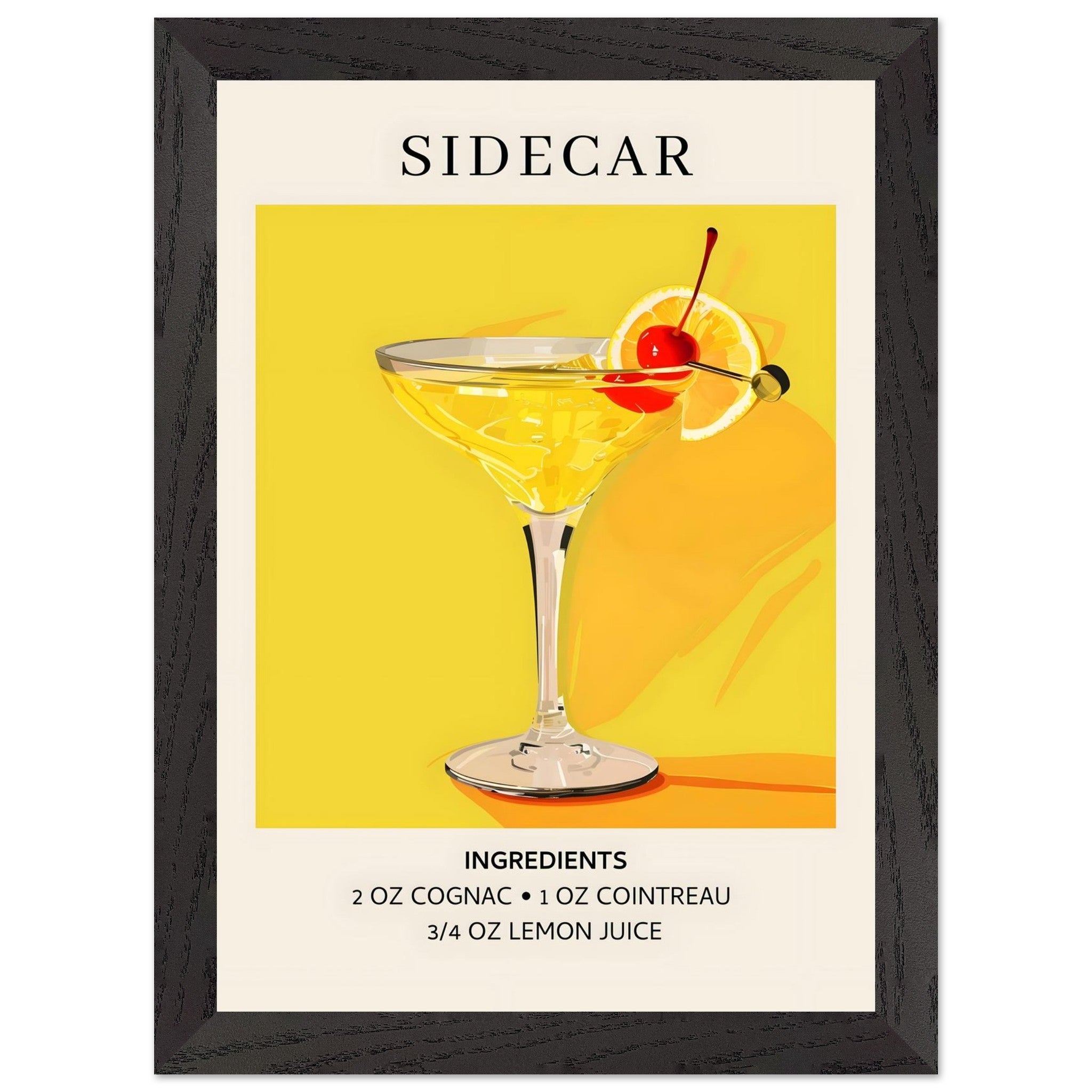 Artfulprints Poster met Lijst Sidecar cocktail II - Ingrediënten - A4
