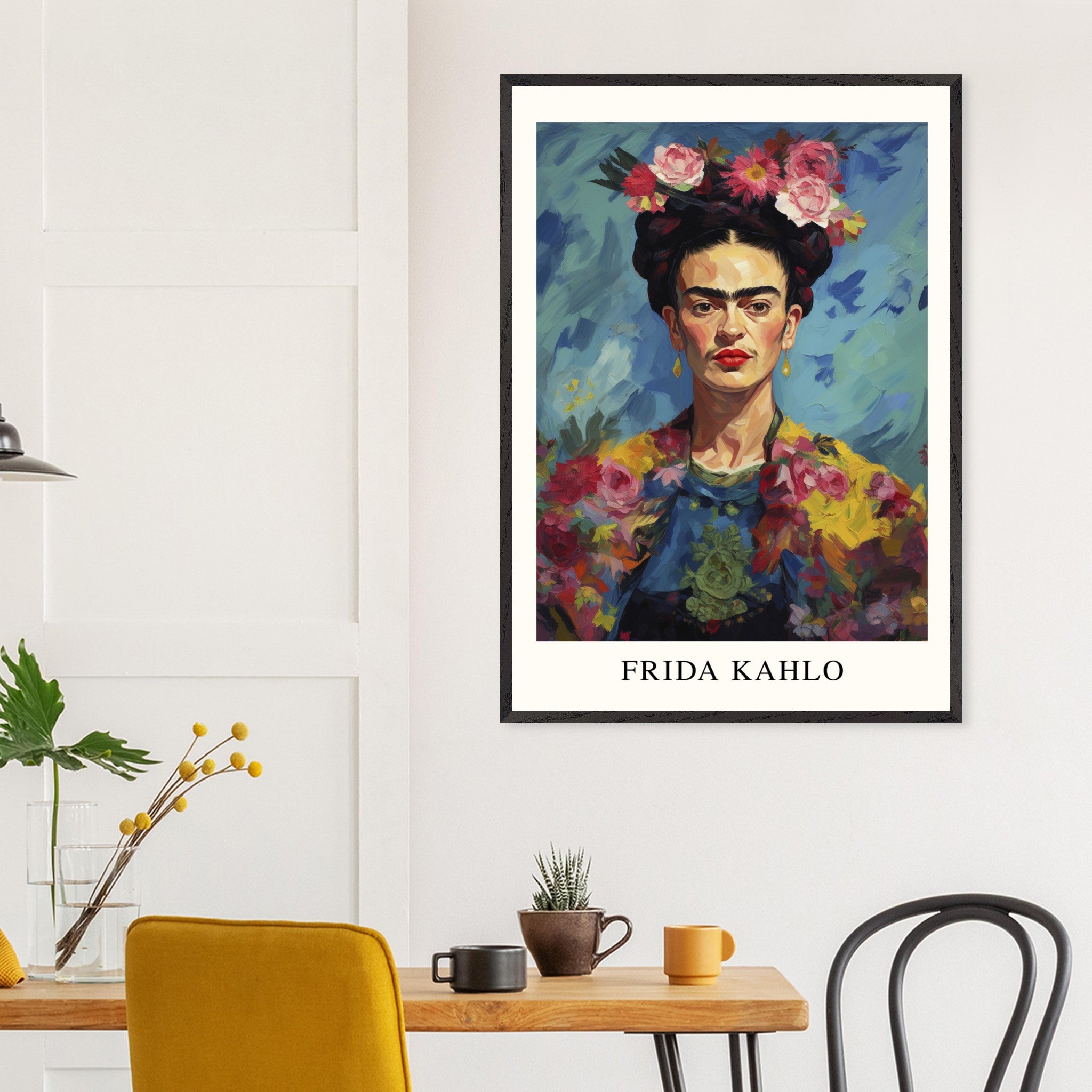 Artfulprints Poster Frida Kahlo - Painted floral portrait - 70x100 cm