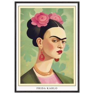 Artfulprints Poster met Lijst Frida Kahlo – Floral icon portrait – 70x