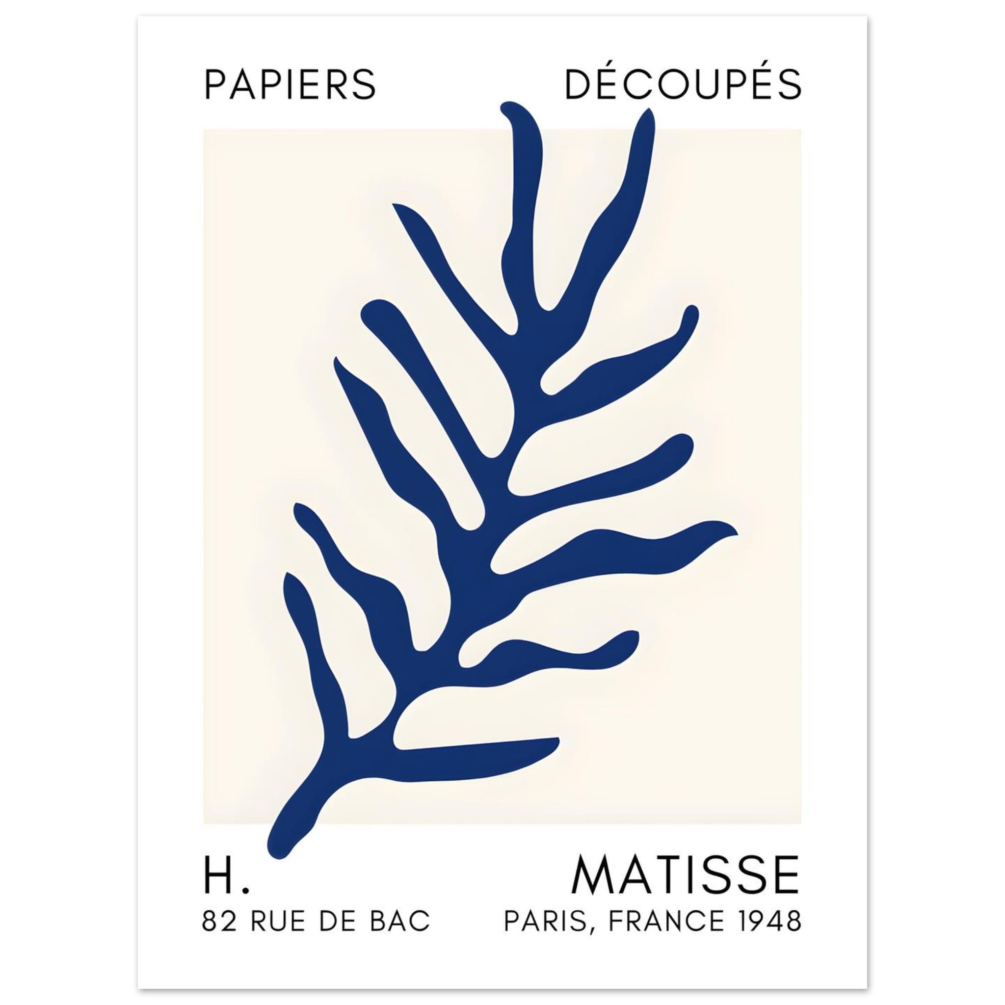 Artfulprints Poster Matisse – Ocean flora navy blue II - 30x40 cm - Bl