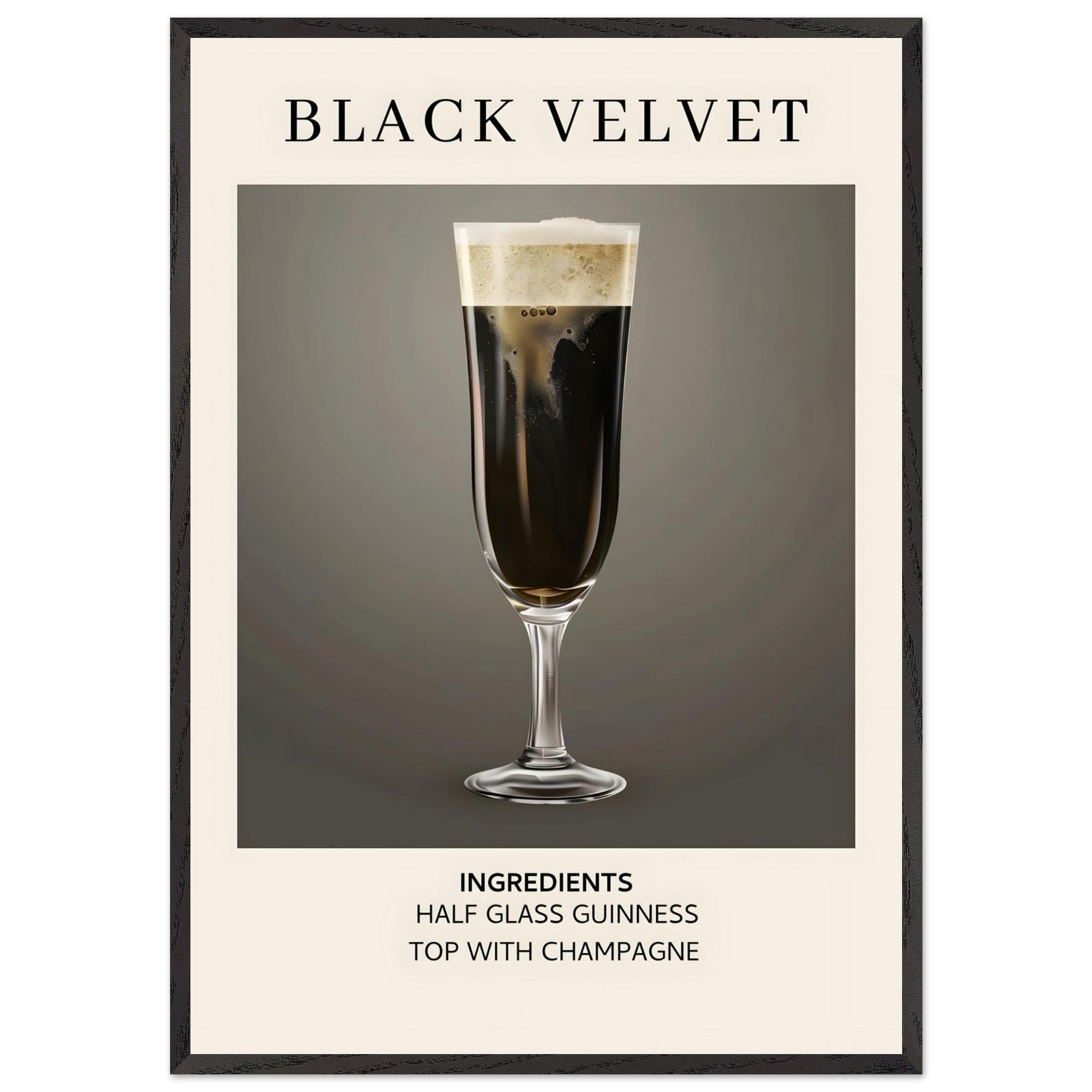 Artfulprints Poster met Lijst Black Velvet cocktail - Ingrediënten - 7