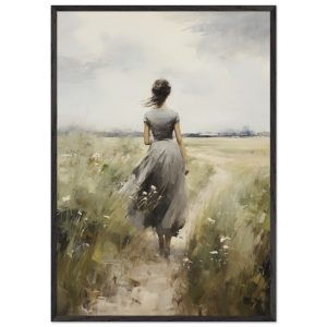 Artfulprints Poster met Lijst Woman in flowerfield – 70×100 cm – Groen Artfulprints Poster met Lijst Woman in flowerfield – 70×100 cm – Groen