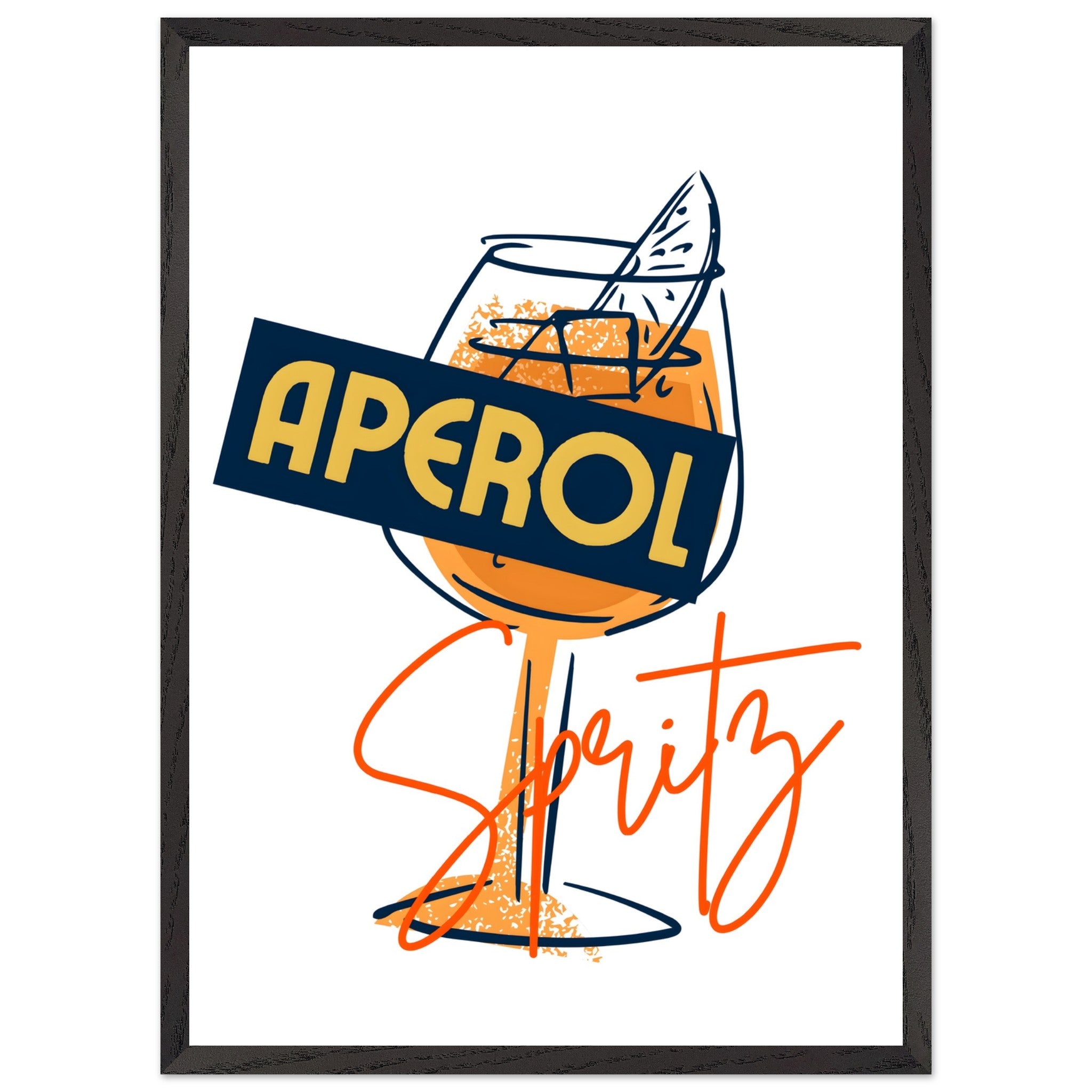 Artfulprints Poster met Lijst Aperol Spritz - Sketch - 50x70 cm - Oran