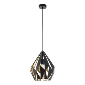 EGLO hanglamp Carlton 1 – e27 – ø 31cm – zwart/goud EGLO hanglamp Carlton 1 – e27 – ø 31cm – zwart/goud