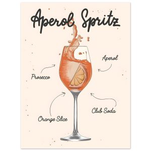 Artfulprints Aperol Spritz cocktail II – Illustratie poster 30×40 cm Artfulprints Aperol Spritz cocktail II – Illustratie poster 30×40 cm