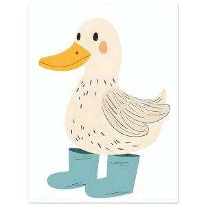 Artfulprints Lieve eend op regenlaarzen poster 30×40 cm Artfulprints Lieve eend op regenlaarzen poster 30×40 cm