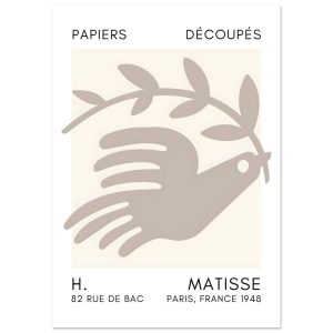 Artfulprints Poster Matisse – Peace dove grey – A4 21×29.7 cm – Grijs Artfulprints Poster Matisse – Peace dove grey – A4 21×29.7 cm – Grijs