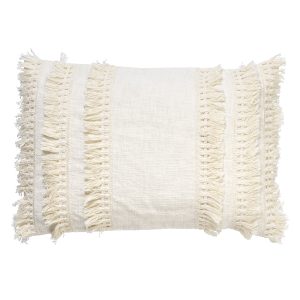 FARA – sierkussen 40×60 cm – 100% katoen – met franjes – Snow White – FARA – sierkussen 40×60 cm – 100% katoen – met franjes – Snow White –