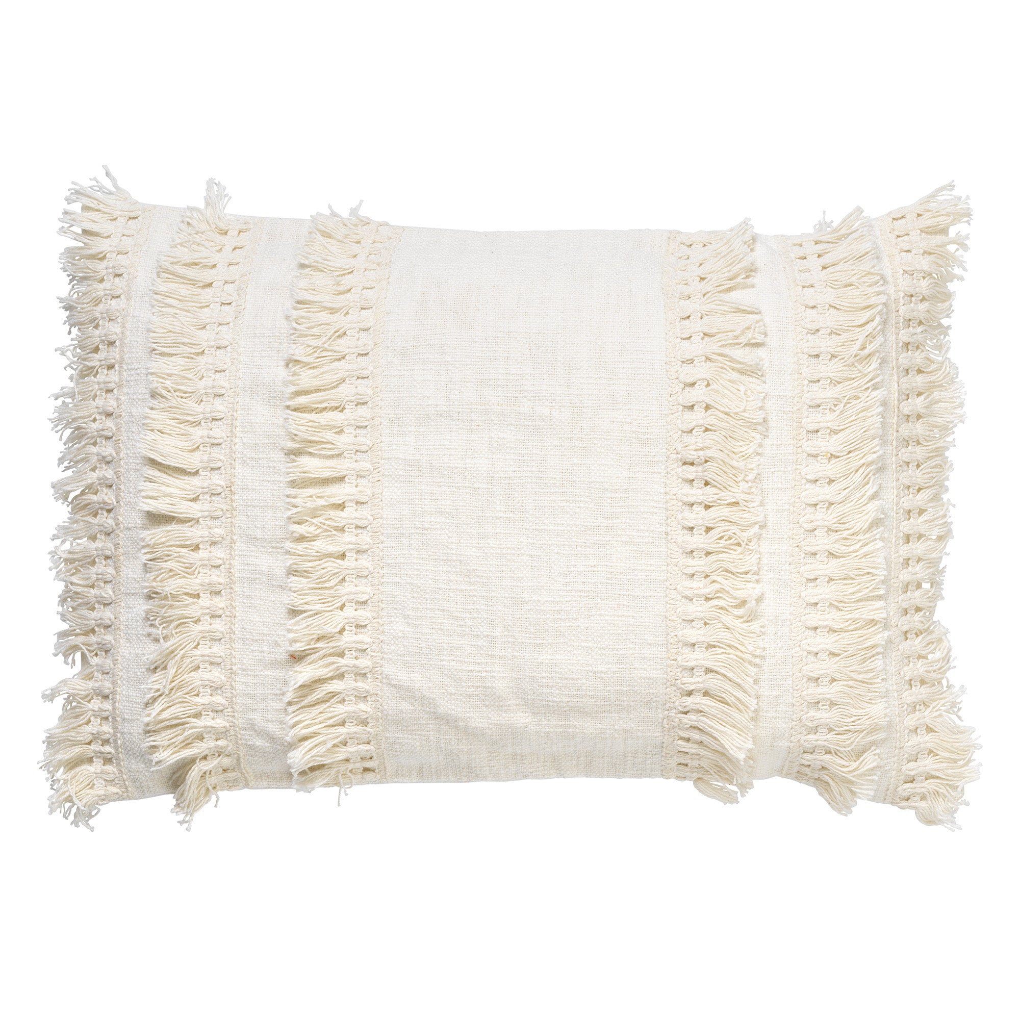FARA - sierkussen 40x60 cm - 100% katoen - met franjes - Snow White -