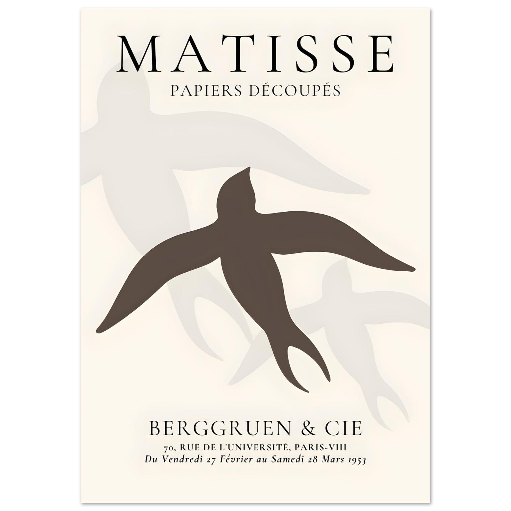 Artfulprints Poster Matisse - Birds silhouettes - A4 21x29.7 cm - Brui