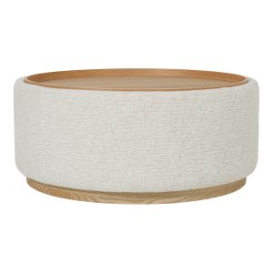 DÉJA Living Salontafel Marcia – Rond Beige/Naturel – Incl. Opbergruimt