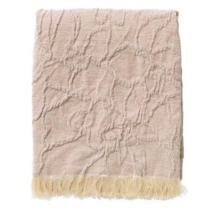 FLORINE – Plaid 140×180 cm – met ingeweven patroon – effen kleur met f FLORINE – Plaid 140×180 cm – met ingeweven patroon – effen kleur met f