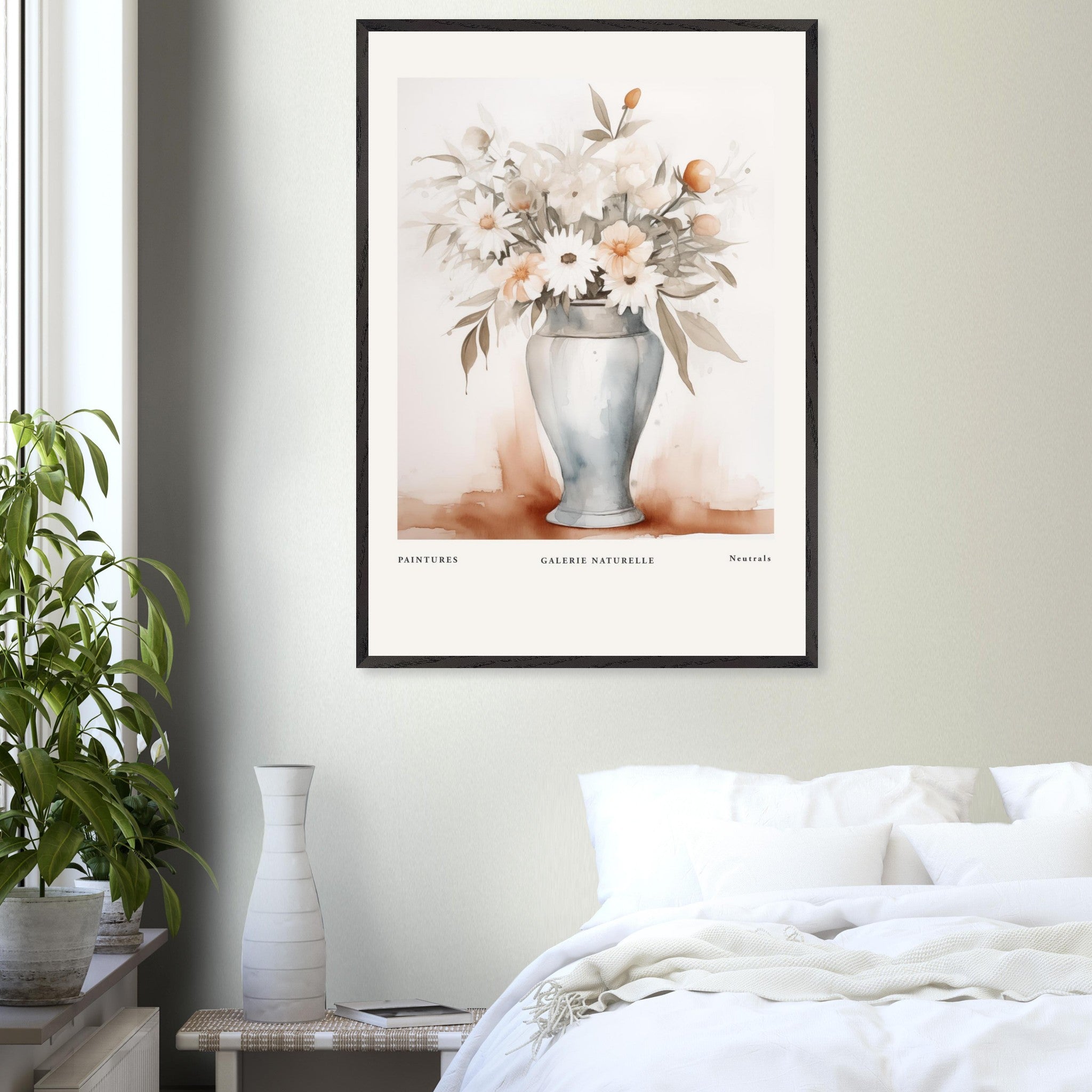 Artfulprints Poster Bloemen in vaas 1 - 70x100 cm - Taupe