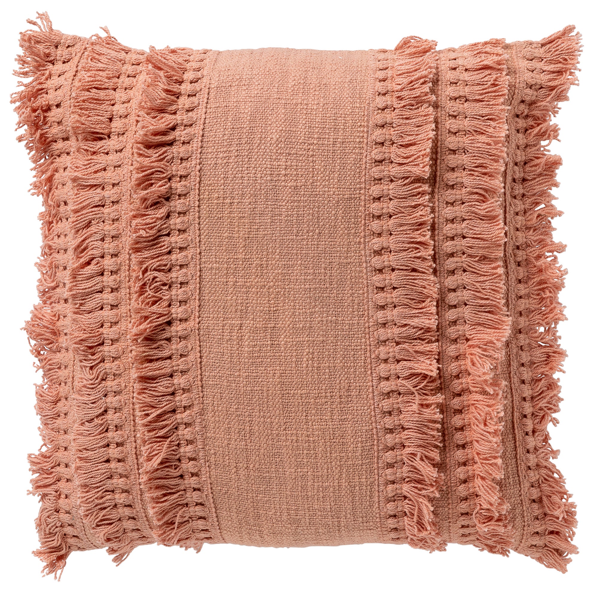 FARA - sierkussen 45x45 cm - 100% katoen - met franjes - Muted Clay -