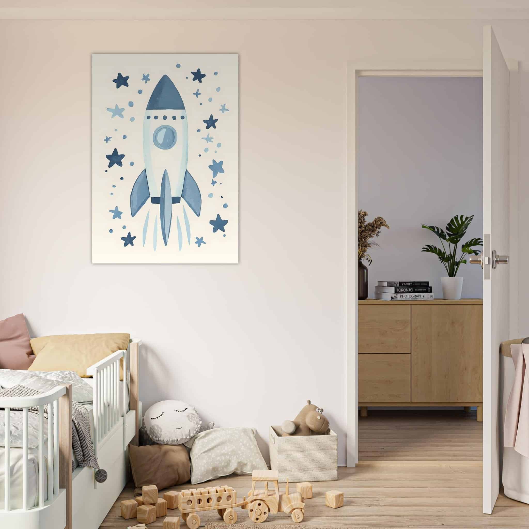 Artfulprints Poster Avontuurlijke ruimtevaart - 70x100 cm - Blauw