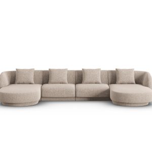 Cosmopolitan Design Panoramische bank Tulum 5-zits, chenille, beige – Cosmopolitan Design Panoramische bank Tulum 5-zits, chenille, beige –