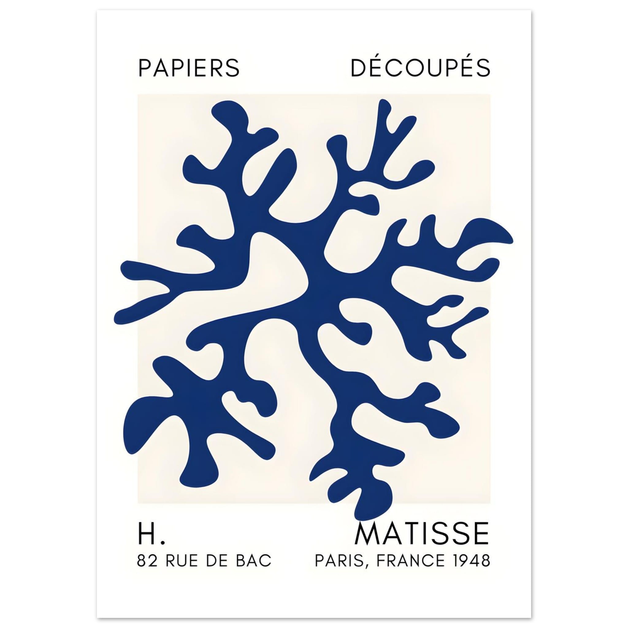 Artfulprints Poster Matisse – Dreamy coral flower navy blue II - 50x70