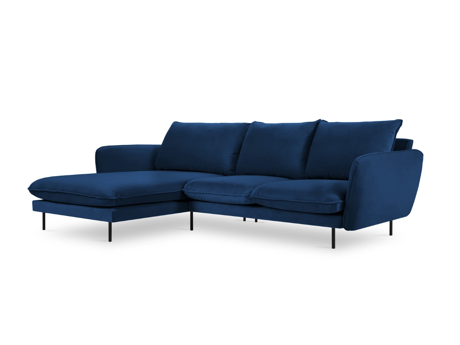 Cosmopolitan Design linker hoekbank Vienna 5-zits, flueel, koningsblau