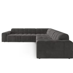 Cosmopolitan Design Hoekbank CHICAGO 4-zits, flueel grijs – 285x285x78 Cosmopolitan Design Hoekbank CHICAGO 4-zits, flueel grijs – 285x285x78