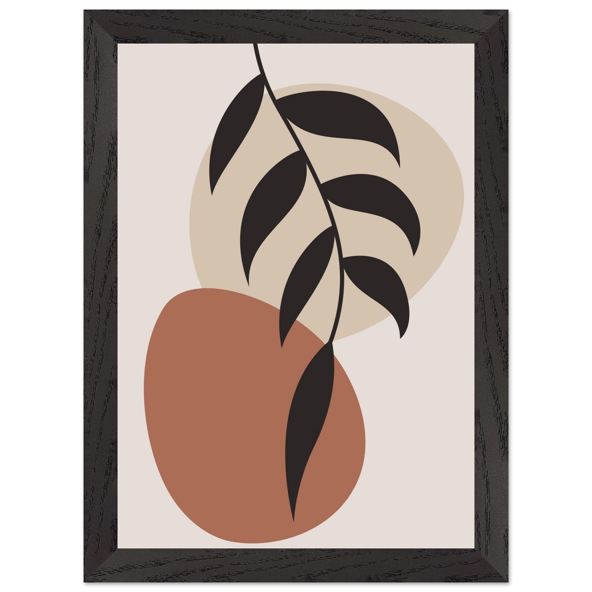 Artfulprints Poster met Lijst Boho - Abstract leaf II - A4 21x29.7 cm