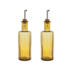 Brût Homeware olie en azijnstel Reed – amber – gerecycled glas Brût Homeware olie en azijnstel Reed – amber – gerecycled glas