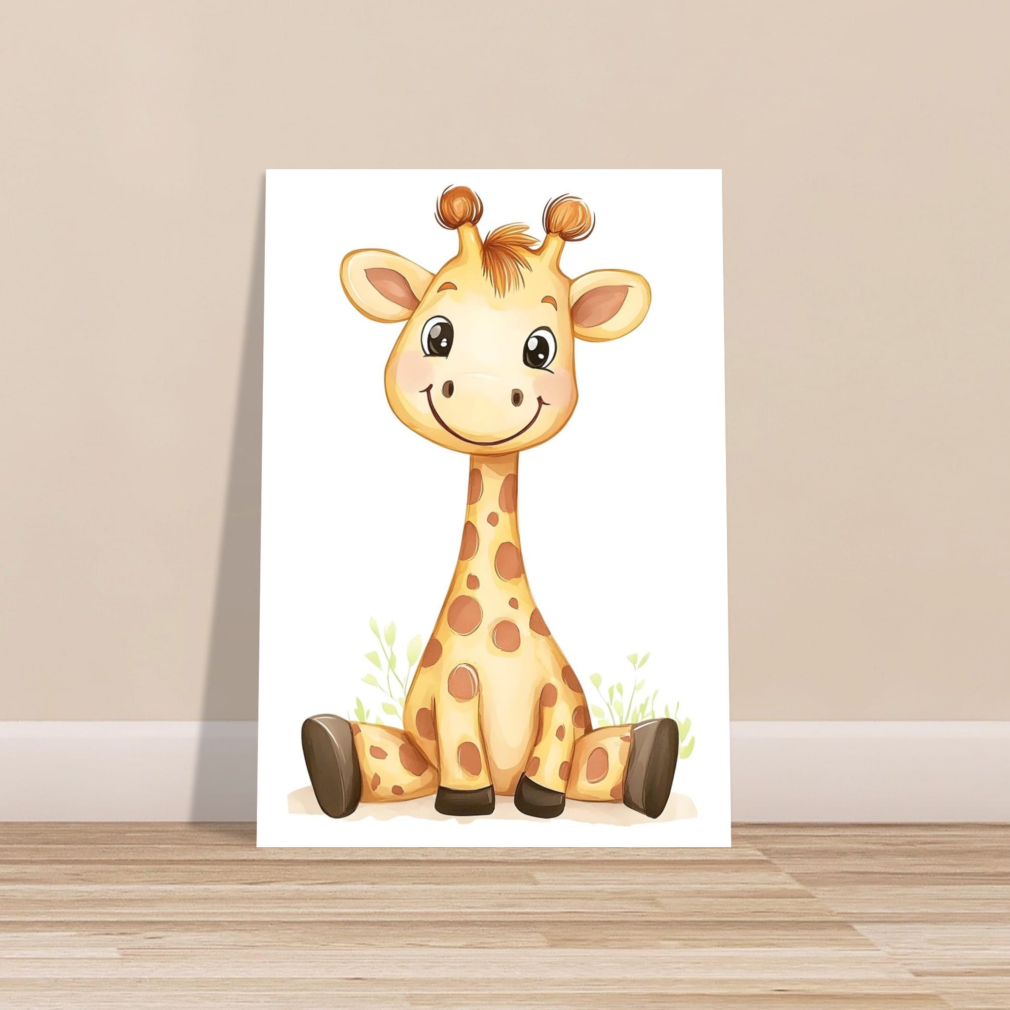 Artfulprints Poster Vrolijke giraffe - 70x100 cm - Oranje