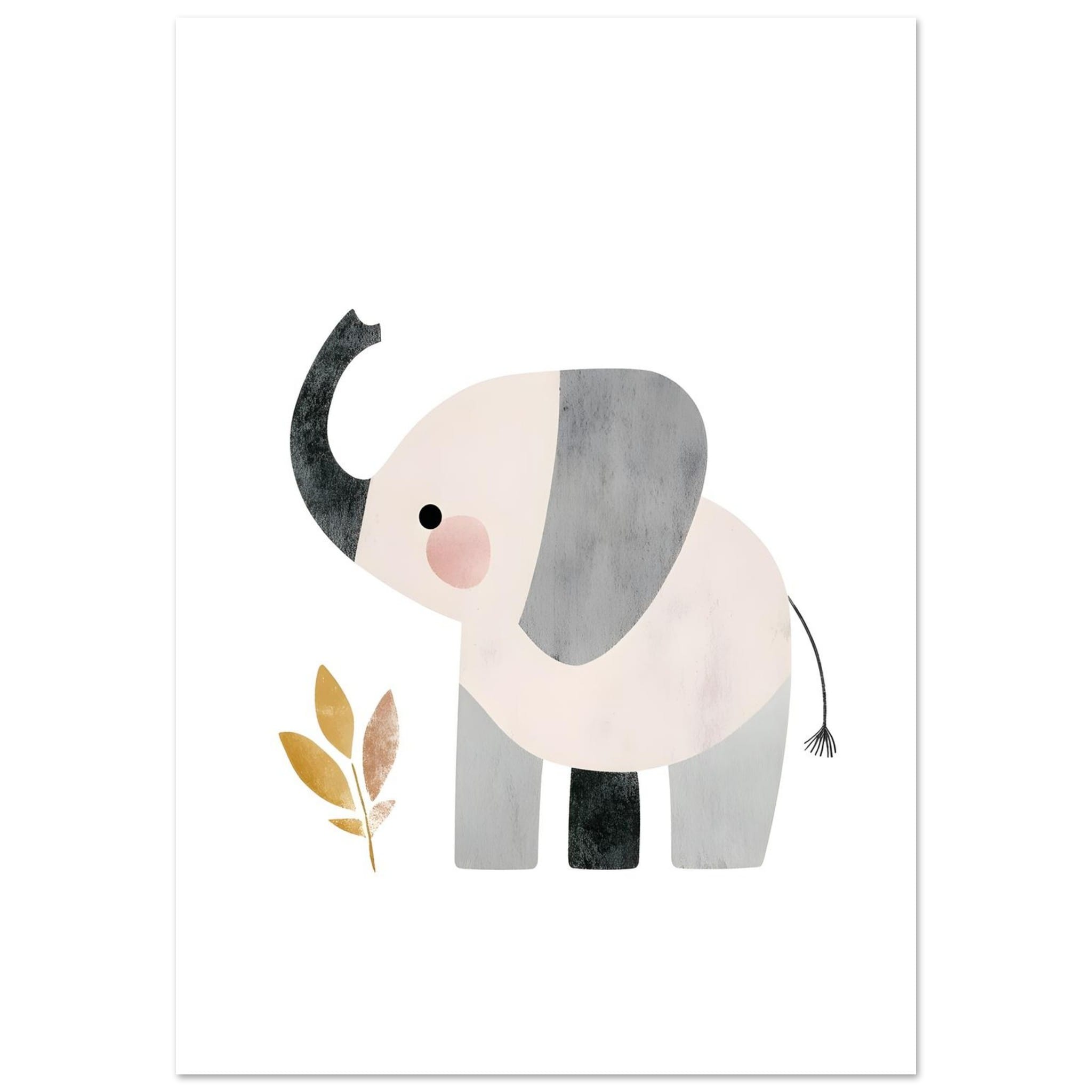 Artfulprints Poster Lieve olifant in aquarel - 70x100 cm - Grijs
