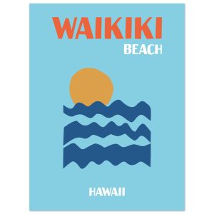 Artfulprints Poster Hawaii – Waikiki Beach – 30×40 cm – Blauw Artfulprints Poster Hawaii – Waikiki Beach – 30×40 cm – Blauw