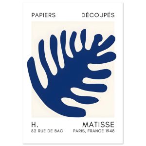 Artfulprints Poster Matisse – Coral bloom navy blue II – A4 21×29.7 cm Artfulprints Poster Matisse – Coral bloom navy blue II – A4 21×29.7 cm