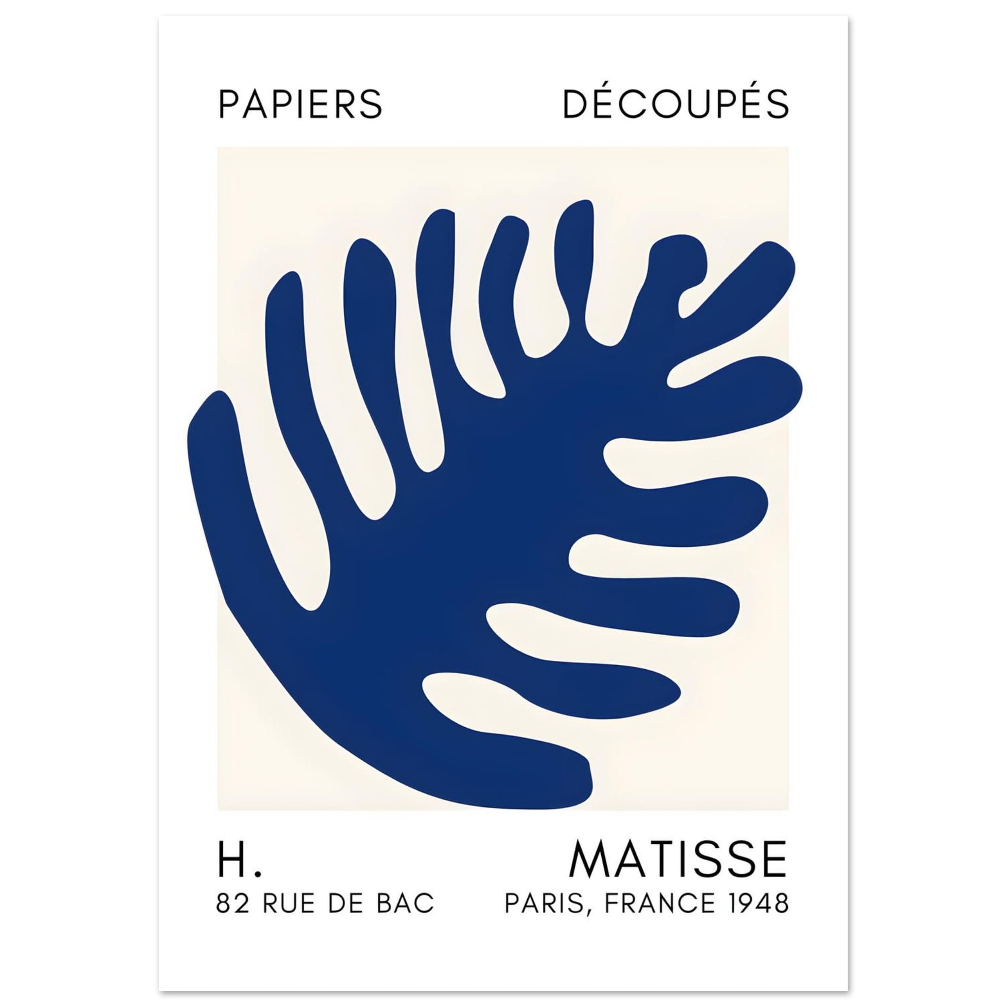Artfulprints Poster Matisse – Coral bloom navy blue II - A4 21x29.7 cm