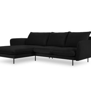 Cosmopolitan Design linker hoekbank Vienna 5-zits, flueel, zwart – 170 Cosmopolitan Design linker hoekbank Vienna 5-zits, flueel, zwart – 170