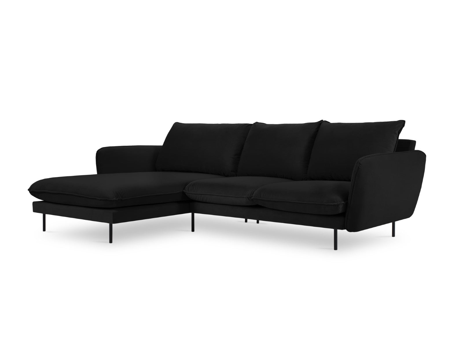 Cosmopolitan Design linker hoekbank Vienna 5-zits, flueel, zwart - 170