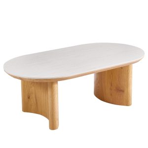DÉJA Living Salontafel Ember – Ovaal Naturel Keramiek – 130x70x40cm