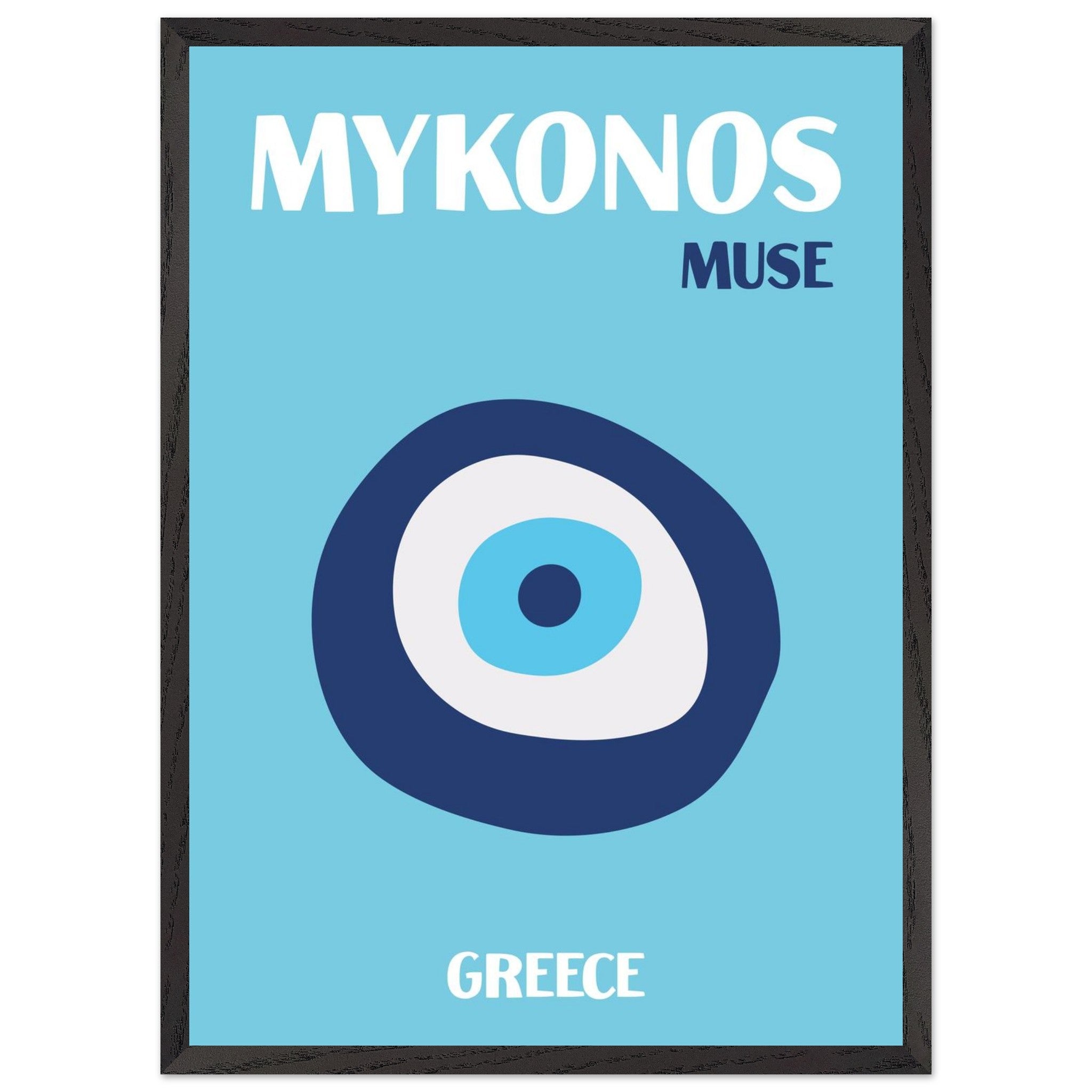Artfulprints Poster met Lijst Griekenland - Mykonos - 50x70 cm - Blauw