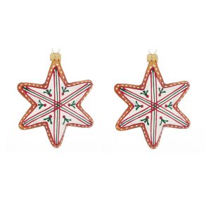 Dagmara kerstdecoratie – vorm van peperkoeksterren – glas – set van 2 Dagmara kerstdecoratie – vorm van peperkoeksterren – glas – set van 2