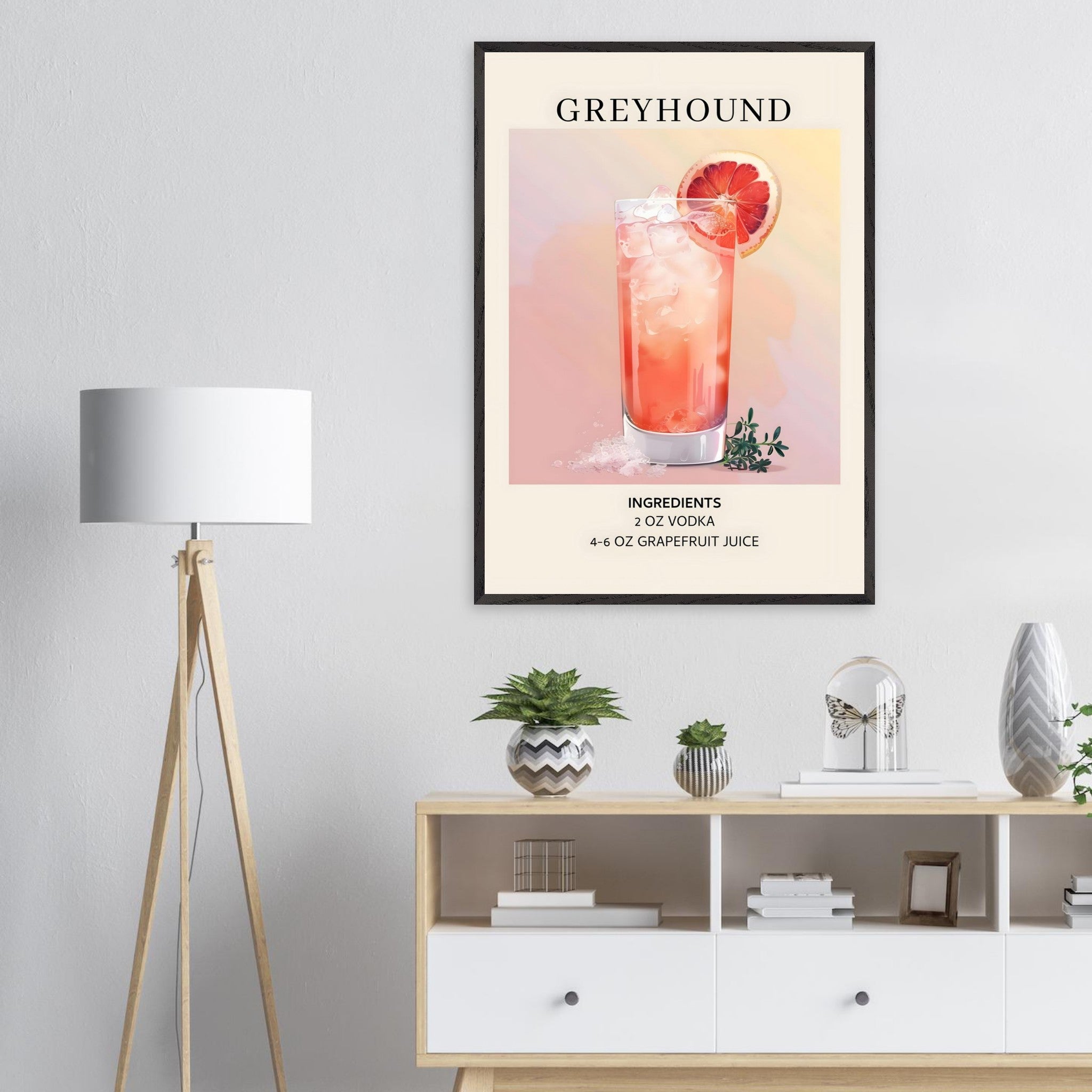 Artfulprints Poster Greyhound cocktail - Ingrediënten - 70x100 cm - Ro
