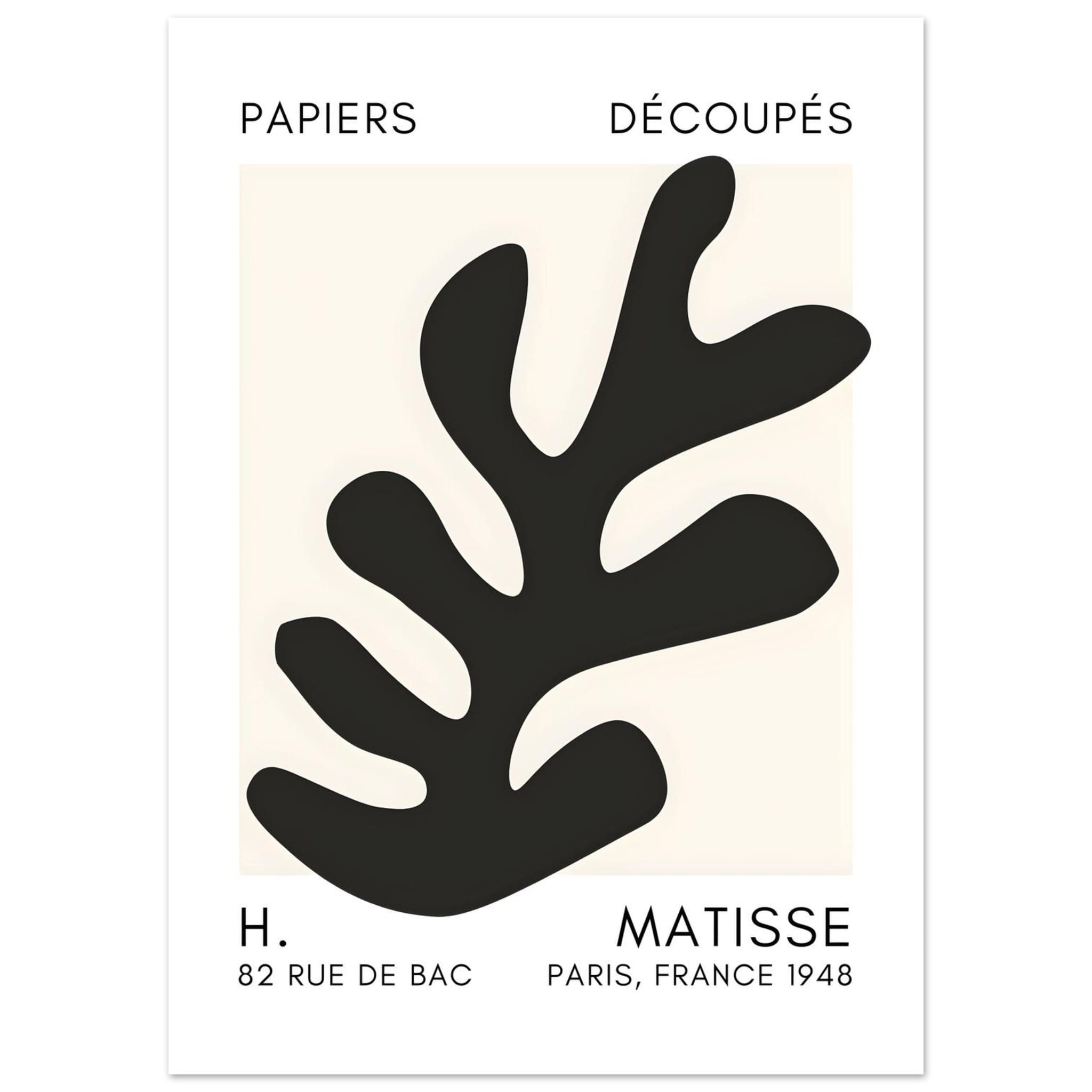 Artfulprints Poster Matisse – Ocean petals black - 50x70 cm - Zwart