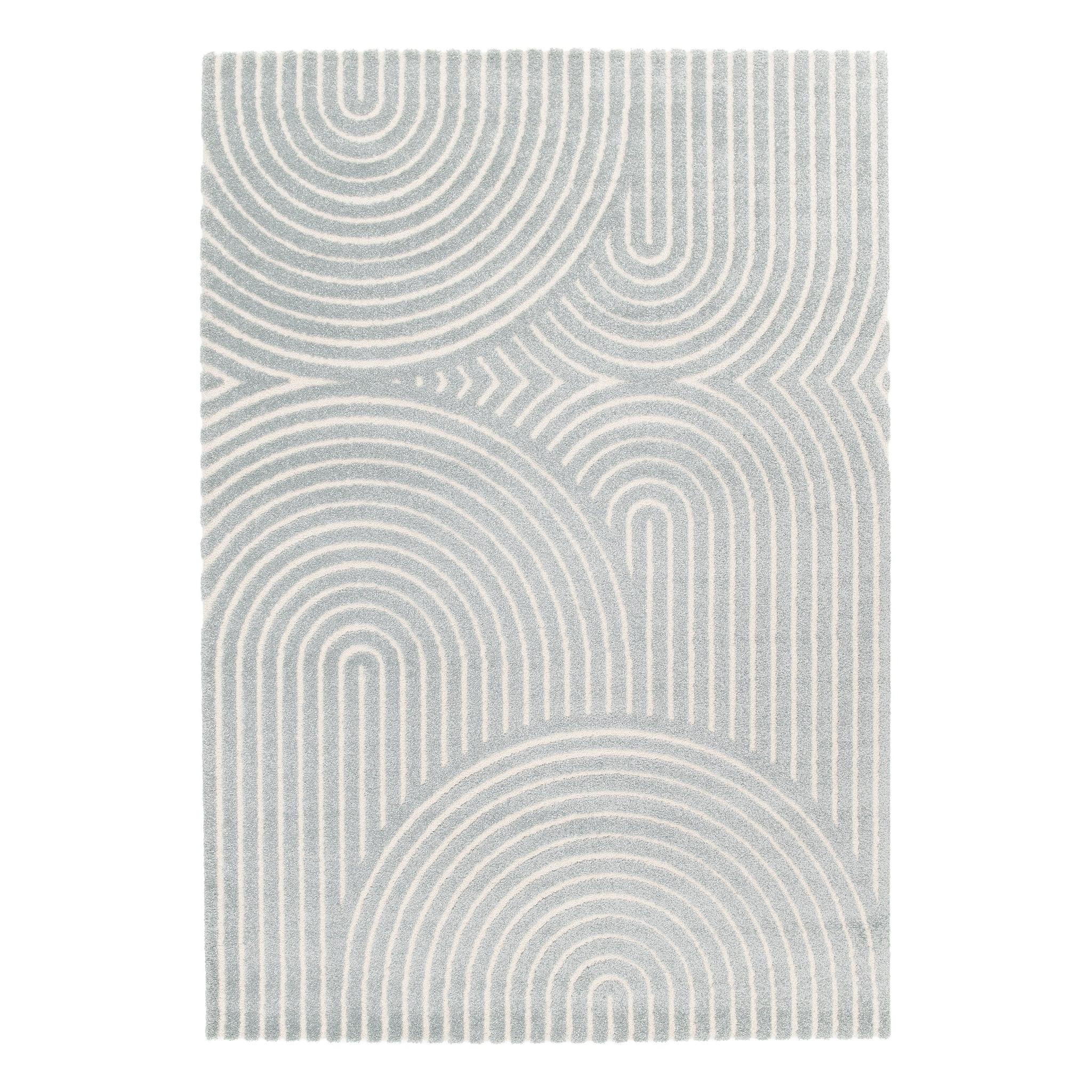 AFK Living vloerkleed Groove - reliëfeffect - blauw - 160 x 230 cm