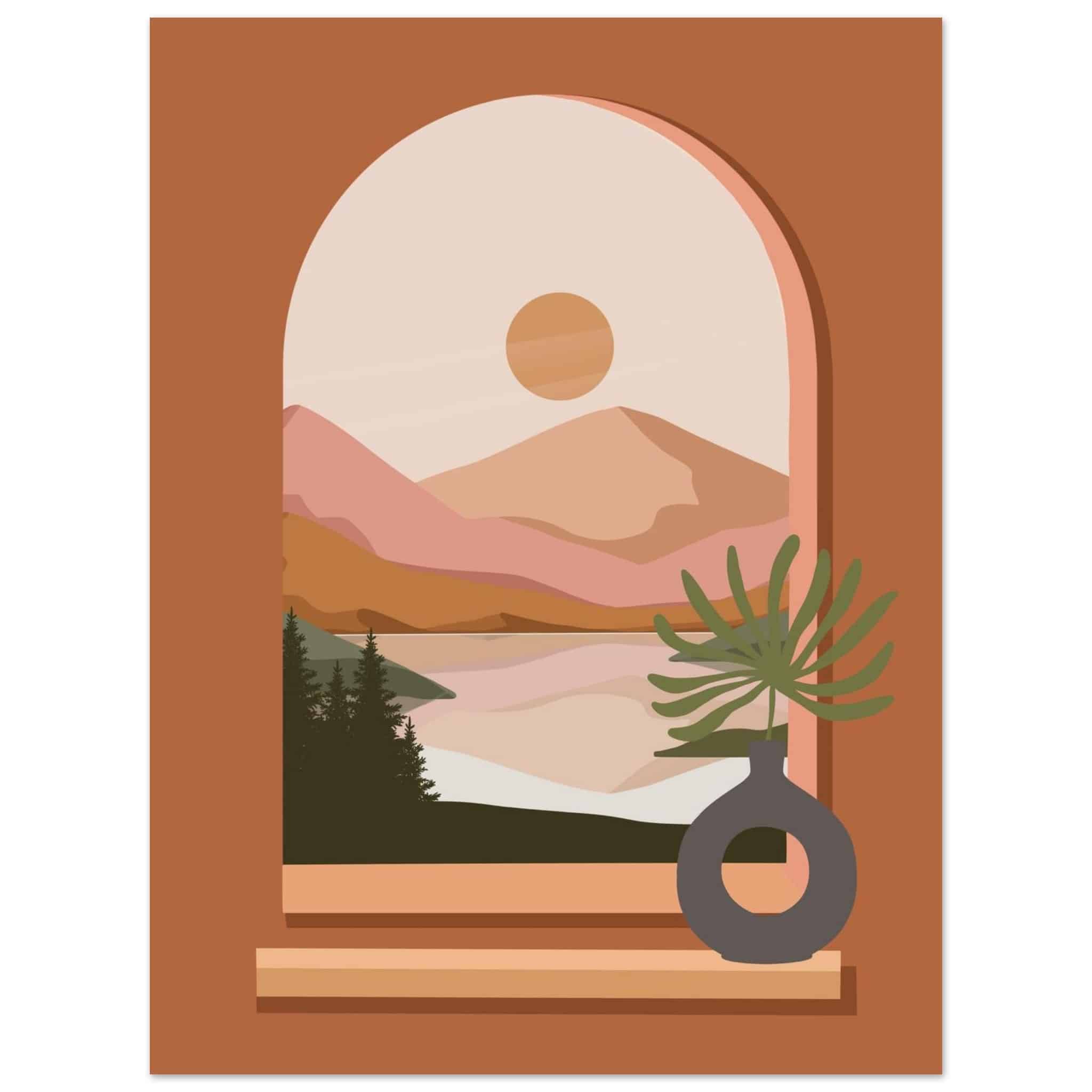 Artfulprints Poster Boho – Terracotta window - 30x40 cm - Terracotta