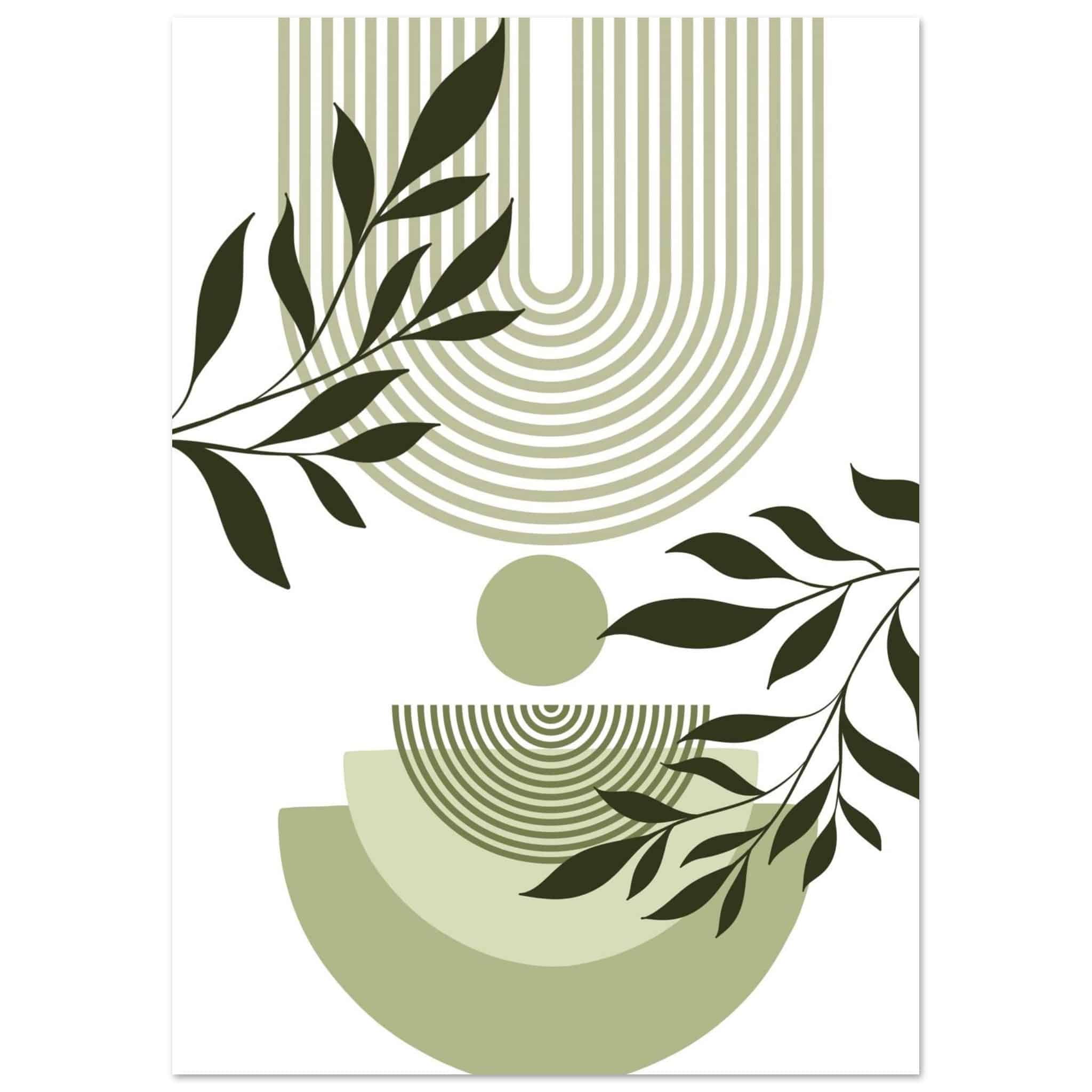 Artfulprints Poster Boho – Green curve - A4 21x29.7 cm - Groen
