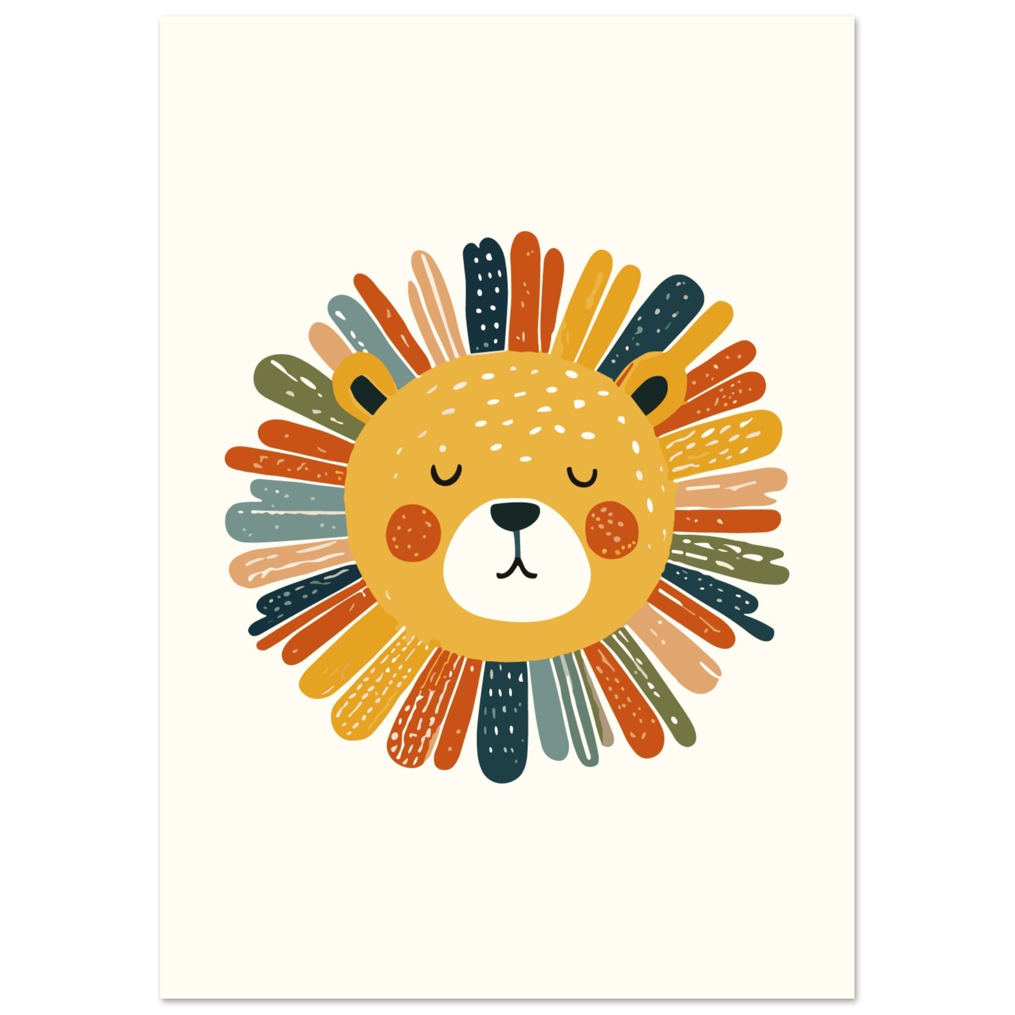 Artfulprints Poster Boho leeuw - A4 21x29.7 cm - Geel