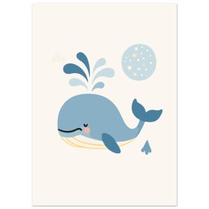 Artfulprints Poster Walvis Pastel – 50×70 cm – Blauw Artfulprints Poster Walvis Pastel – 50×70 cm – Blauw