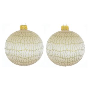 Dagmara kerstbal – wit- en goudtinten – glas – set van 2 Dagmara kerstbal – wit- en goudtinten – glas – set van 2