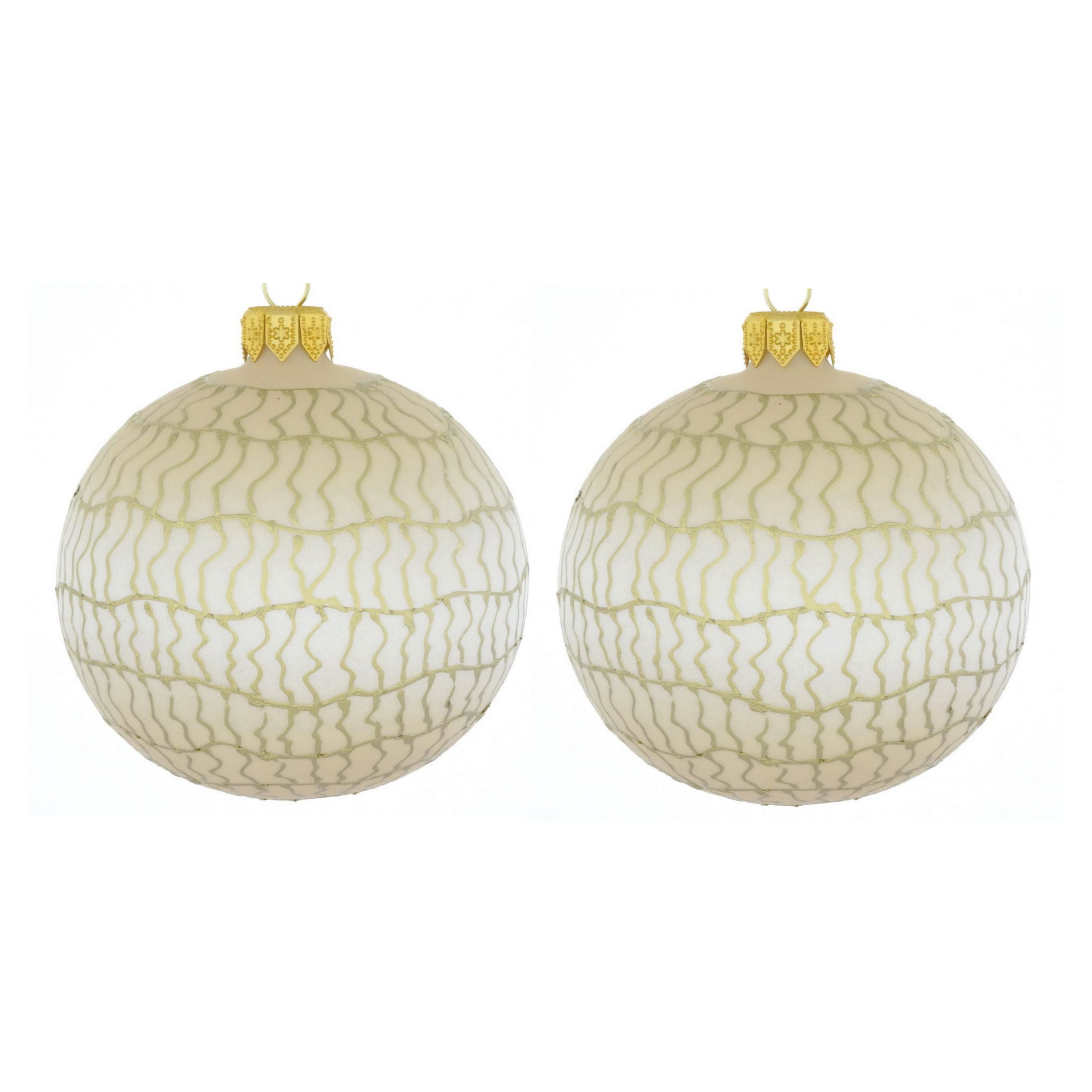 Dagmara kerstbal – wit- en goudtinten – glas – set van 2